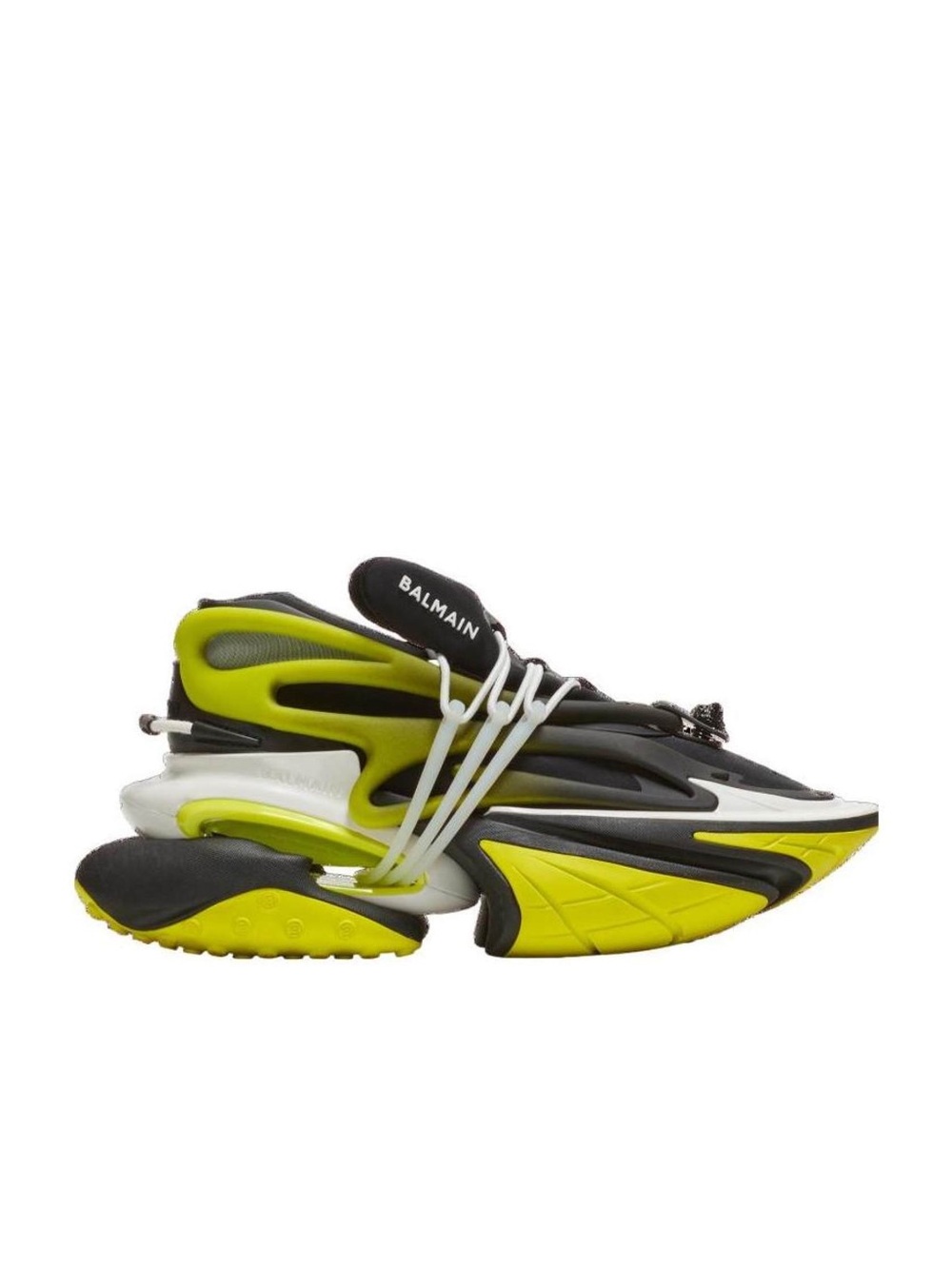 Balmain Black & Neon Yellow Futuristic Sculpted Runner Sneakers